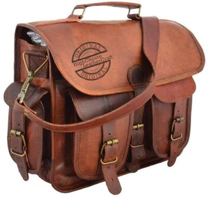 New Men's Vintage Leather Messenger Briefcase Satchel Shoulder Laptop Bag - Picture 1 of 3