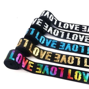 Love Elastic Belt Band - 2-4CM Multi Color Webbing Printed Band Sewing Accessory - Picture 1 of 12