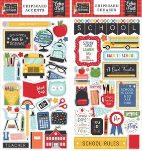 COMBO de acentos de aglomerado I Love School (2) 6"x13" + frases álbum de recortes - Imagen 1 de 3