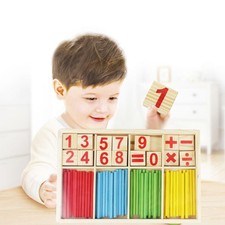 Wood Toy Counting Sticks Math Manipulatives Number Kids O1R2 Toys Cards A9G9