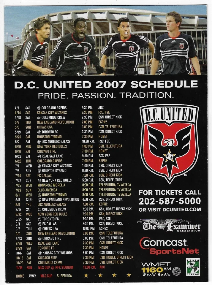 罕见 2007 年 D.C. United MLS 磁铁足球时间表!!! — 第 1/1 张图片