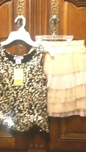 Elissa B girl size 14 gold sequin top and tulle skirt NWT - Picture 1 of 7
