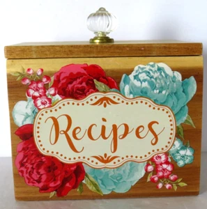 Caja de recetas de mujer pionera flor jubileo perilla de cristal granja casa rural - Imagen 1 de 10