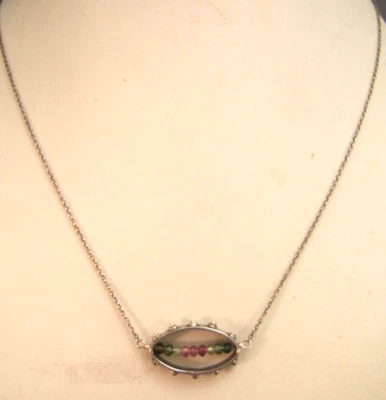 Colar corrente pingente prata esterlina turmalina feito artesanalmente - Imagem 1 de 4