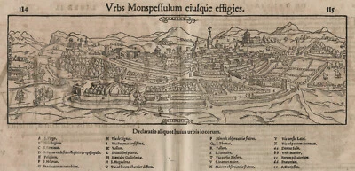 Mapa antiguo "Montpellier" (Francia) S. Munster, 1572 Foto 1 de 3