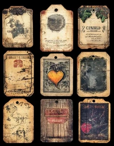 Set etichette vintage invecchiate giornale spazzatura album di ritagli - Foto 1 di 1