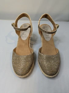 M&S Gold espadrille wedges Size 6 wide - Picture 1 of 9