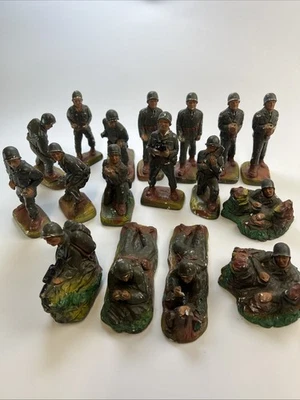 Lote De 17 Soldados Tiza Vintage J.H.Miller Colección De 1950 Segunda Guerra Mundial/Corea Foto 1 de 4