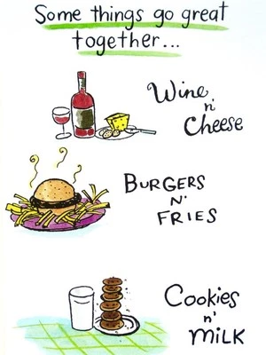 FUNNY ROMANTIC CARD "Like Cookies & Milk, We Go Great Together" RPG - Image 1 of 2