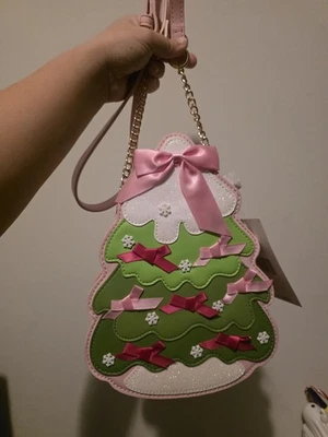 Nuevo con etiquetas Bolso Bandolera Betsey Johnson Árbol de Navidad Rosa Blanco Verde Arco Cartera  Foto 1 de 4