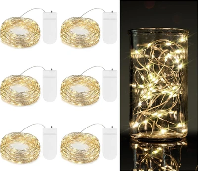 6 Pack Fairy Lights Battery Operated 7.2 Ft 20 LED Mini String Lights Waterproof - Image 1 of 4