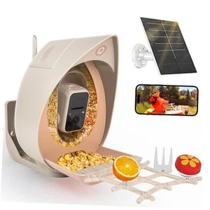 Smart Bird Feeder with 2K Camera & Solar Panel.Supports AI Identify Light Brown - Picture 1 of 7