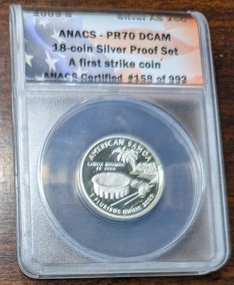 2009S PR70 American Samoa Washington Quarter DCAM First Strike ANACS #158 of 992 - Image 1 of 3