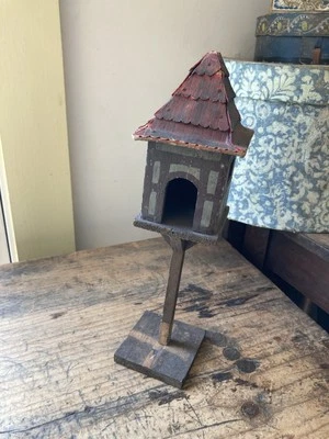 Antigua casa de pájaros pintada de madera hecha en Alemania elastolina vintage o hogar de hadas Foto 1 de 4