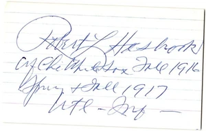 Robert "Ziggy " Hasbrook -Autograph- 1916-1917 CHWS - Picture 1 of 1
