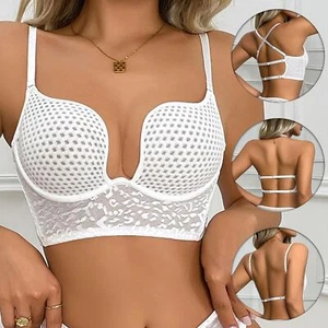 Ultra Thin Sexy Spacer Bra Hang Neck Underwear Breathable U Back Backless Bralet - Picture 1 of 16