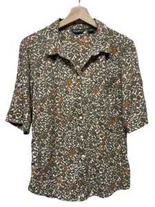 Eddie Bauer Women Button Up Shirt Sz L Floral 100% Cotton Multicolor Gauze - Picture 1 of 7
