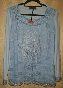 Alfredo Pauly✨️Designer Luxus Shirt Blusenshirt Tunika✨️Gr. 44; XL-2XL✨️Hellblau - Bild 1 von 14