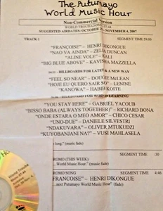 RADIO SHOW: PUTUMAYO TROUBADORS 10/29/07 LENNIE, HENRI DIKONGUE, RICHARD BONA - Picture 1 of 1