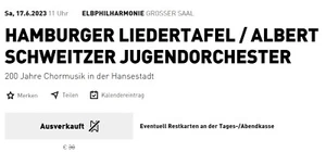 Konzertkarten Hamburger LiedertafelAlbert Schweizer Jugendorchester - Bild 1 von 1