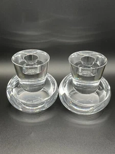 Due Portacandele Steuben Geometrico Cristallo Arte Vetro 4” H Firmati - SPLENDIDO! - Foto 1 di 15