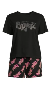 Pajama Sets Striped Shirt Shorts Sz S or Bratz T Shirt Shorts Womens Sz XL NEW - Picture 1 of 21