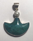 Sterling Silver Chrysocolla And Pearl Pendant Signed Barada