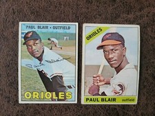 1966-67 TOPPS Baseball Paul Blair 2-card lot - Baltimore Orioles Legend