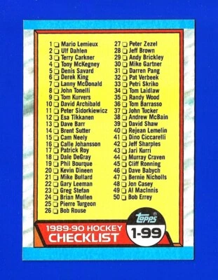 1989-90 Topps HOCKEY #197 CHECKLIST 1-99 NRMINT+ UNMARKED (TM1) - Image 1 of 2