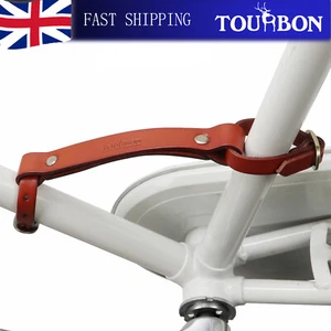 TOURBON Vintage Leather Bike Pack Accessories Bicycle Lift Frame Handle Lifter - Picture 1 of 10