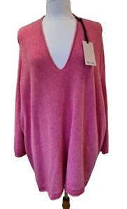 Suéter Italiano Rosa Gran Tamaño Cuello en V Suave Tacto Tejido Talla Única UK 8-16 - Imagen 1 de 15