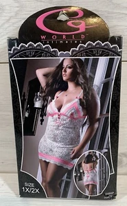 Sexy G World Intimates Shape Dress & Thong Set Pink Satin Plus Size XL/XXL Night - Picture 1 of 5