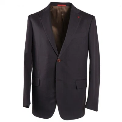 NWT $3695 ISAIA Modern-Fit Darker Chocolate Brown Cotton-Wool Suit 46 R - Image 1 of 4