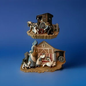 Burwood wall plaques of Amish children with their parents 1990s vintage set - Picture 1 of 5