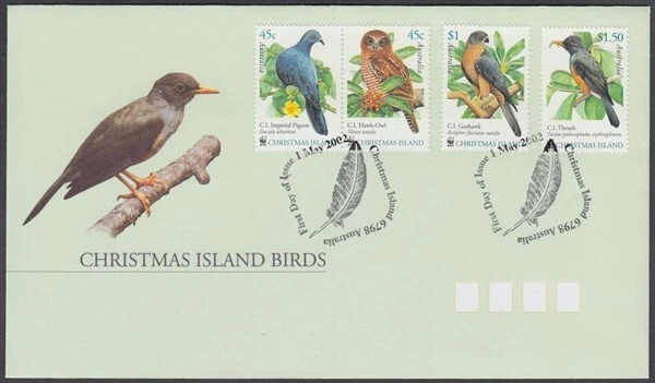 JUEGO NAVIDAD IS 2002 ESPECIES DE AVES EN PELIGRO DE EXTINCIÓN WWF (x4) FDC (ID:143/D61949) Foto 1 de 1