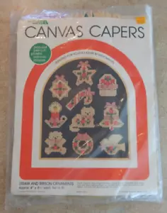 NIOP Leisure Arts Canvas Capers Plastic Canvas Kit "STRAW AND RIBBON ORNAMENTS" - Picture 1 of 3