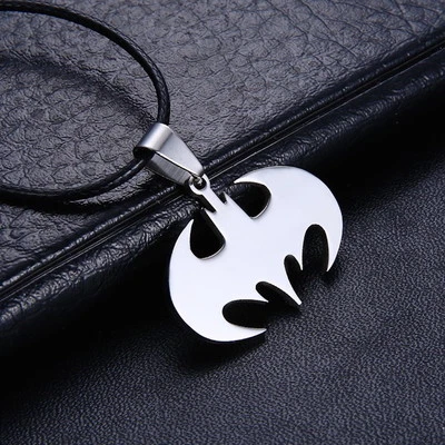 Mens Unisex Stainless Steel Leather Necklace Pendant Batman L58 - Image 1 of 4