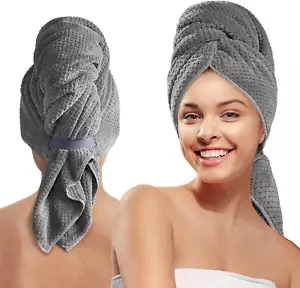 Microfiber Hair Towel Wrap for Women, Quick Dry Hair Turban Towel with Elastic B - Picture 1 of 12