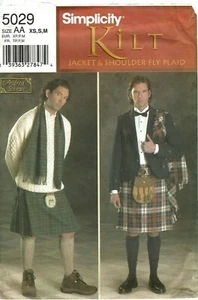 Simplicity Men's Sewing Costume Pattern Scottish JACKET & KILT 5029 XS-S-M UNCUT - Picture 1 of 5
