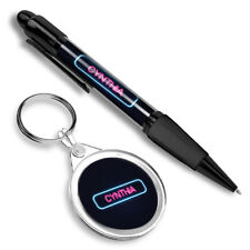 1 Ballpoint Pen & 1 Keyring set Neon Sign Design Cynthia Name #352882