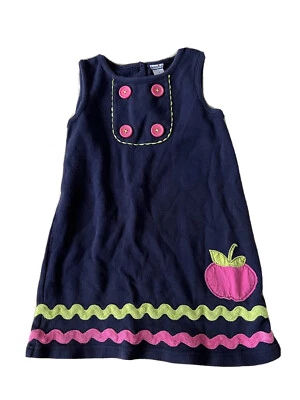 Hartstrings Sleeveless Dress girls Apple Navy Size 5 wear 100% Cotton - Image 1 of 3