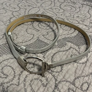 Express Thin Adjustable Skinny Belt Silver Hook Womens Size M/L - Picture 1 of 9