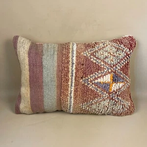Moroccan Kilim Berber Cushion Antique Carpet Pillow Feather Handmade 60x40cm Red - Picture 1 of 11