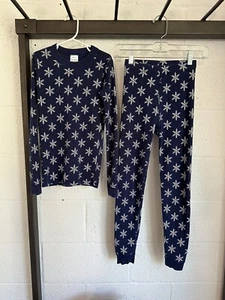 EUC Hanna Andersson Holiday Snowflake Pajamas SIZE 140 US 10 Blue Excellent - Picture 1 of 12