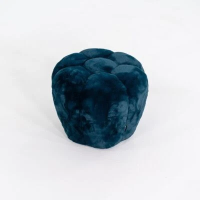 2023 Sacha Lakic for Roche Bobois Apex Ottoman in Blue Petrole Fabric 18 inches - Image 1 of 4