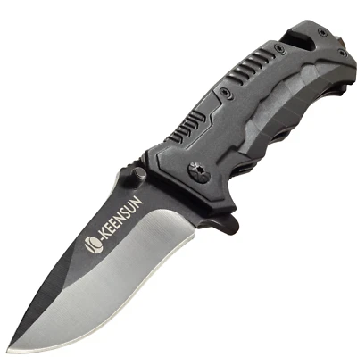 KEENSUN Klappmesser Einhandmesser Survival Taschenmesser Outdoor Messer SCHWARZ2 - Bild 1 von 4