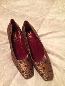 Yves Saint Laurent brocade ladies shoes - size 39 (8 1/2 or 9) - NEW!! - Picture 1 of 7