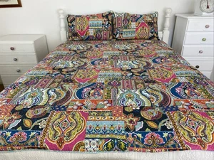 Morgan & Finch Colourful Paisley Quilted King Doona Cover Set Boho Cotton - Bild 1 von 18