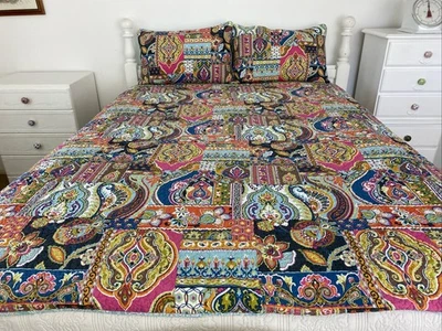 Morgan & Finch Colourful Paisley Quilted King Doona Cover Set Boho Cotton - image 1 of 4