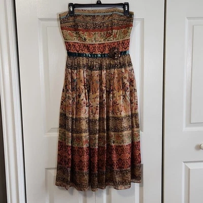 Vestido para mujer David Meister sin tirantes mezclado floral encaje con cuentas seda talla 4 Foto 1 de 4